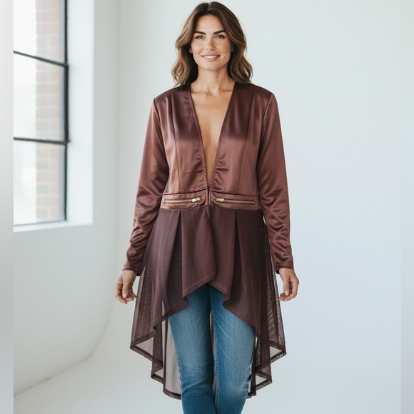 Love University Whimsy Goth Hi-Low Sheer Drape Top Romantic Dark Aesthetic Large - Picture 3 of 3